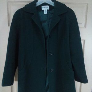Dark forest green Cabin Creek  woman's wool coat size 12,  length is 33"